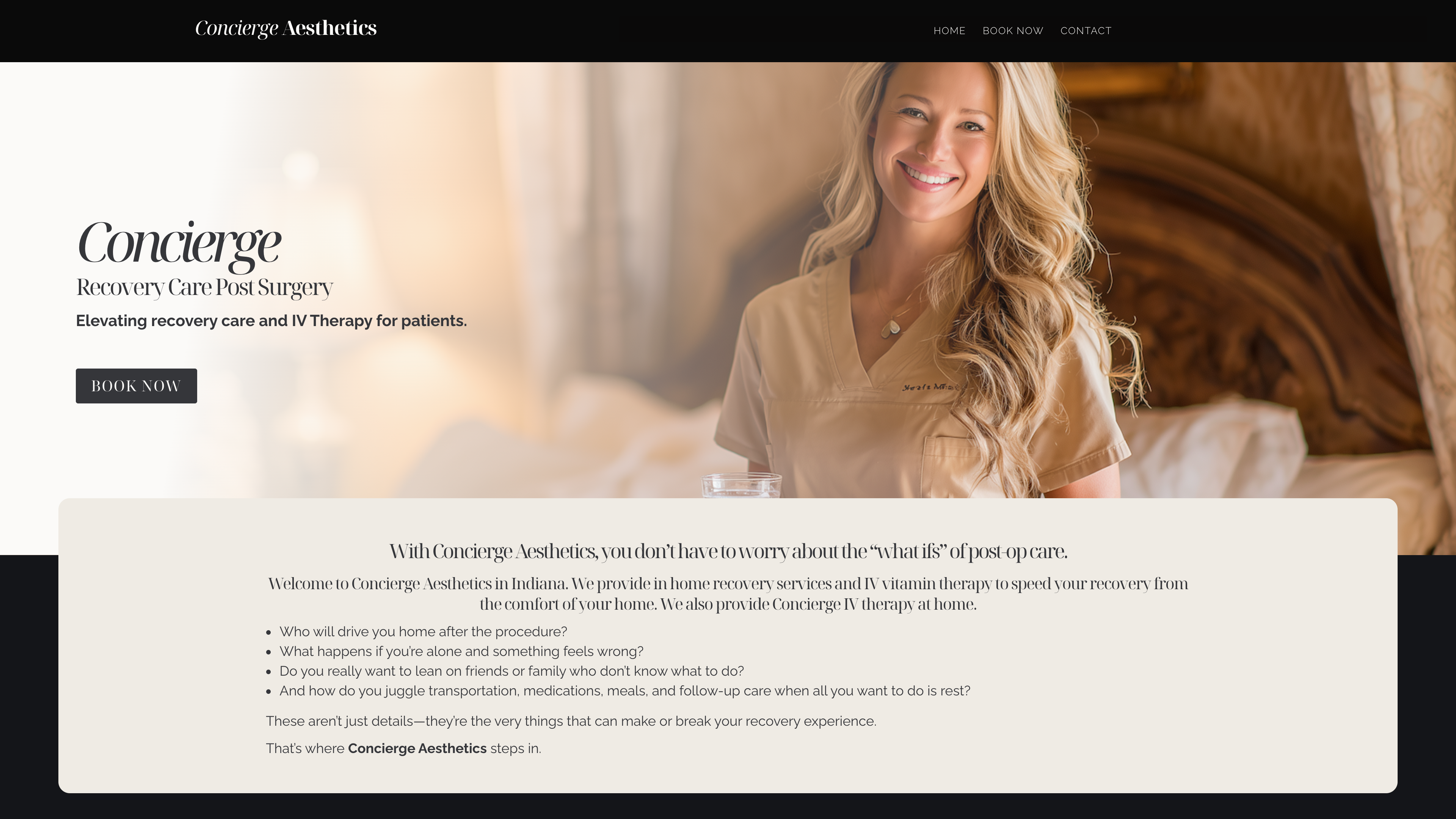 Post Surgery Recovery Care web design and digital marketing for Concierge Aftercare by Def Tech Ops